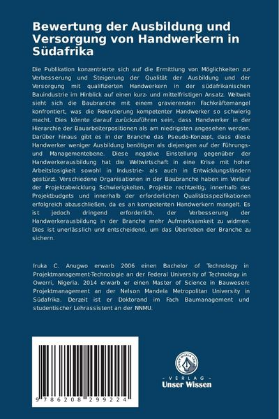 Produktbild: Bewertung der Ausbildung und Versorgung von Handwerkern in S&uuml;dafrika