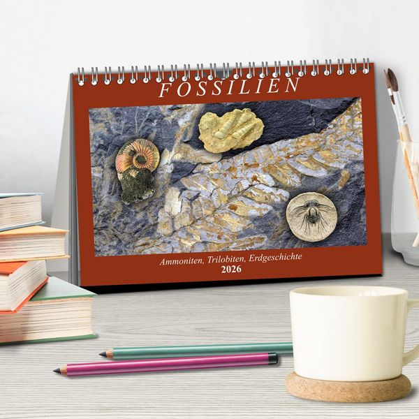 Produktbild: Fossilien - Ammoniten, Trilobiten, Erdgeschichte (Tischkalender 2026 DIN A5 quer), CALVENDO Monatskalender