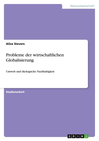 Produktbild: Probleme der wirtschaftlichen Globalisierung