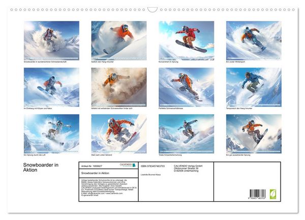 Produktbild: Snowboarder in Aktion (Wandkalender 2026 DIN A2 quer), CALVENDO Monatskalender