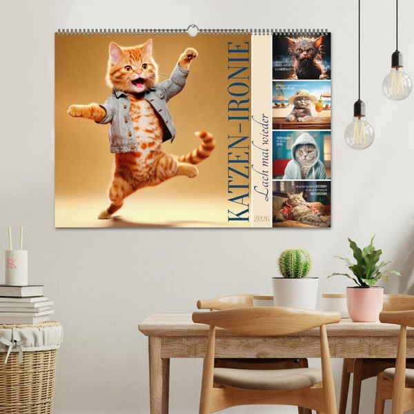 Produktbild: KATZEN-IRONIE Lach mal wieder (Wandkalender 2026 DIN A2 quer), CALVENDO Monatskalender