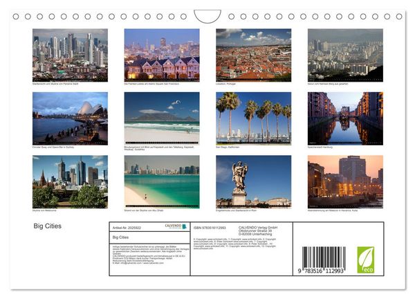 Produktbild: Big Cities (Wandkalender 2026 DIN A4 quer), CALVENDO Monatskalender