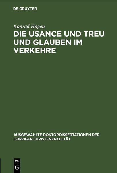Produktbild: Die Usance und Treu und Glauben im Verkehre