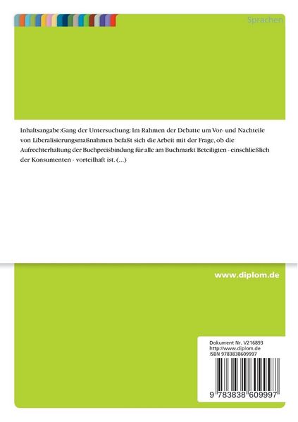 Produktbild: Die Buchpreisbindung am Beispiel von Deutschland und Gro&szlig;britannien