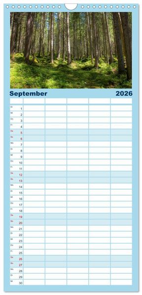 Produktbild: Familienplaner 2026 - B&auml;ume, der Atem der Natur mit 5 Spalten (Wandkalender, 21 x 45 cm) CALVENDO