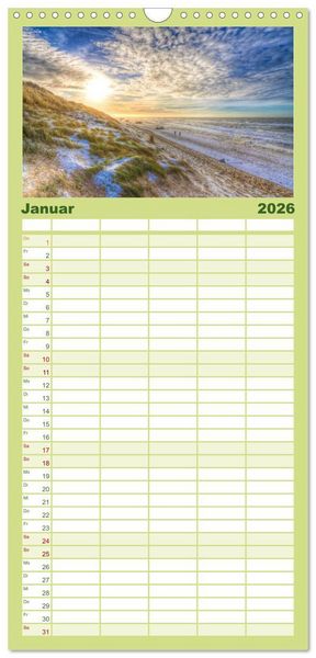 Produktbild: Familienplaner 2026 - Sehnsucht D&auml;nemark - Danmark mit 5 Spalten (Wandkalender, 21 x 45 cm) CALVENDO