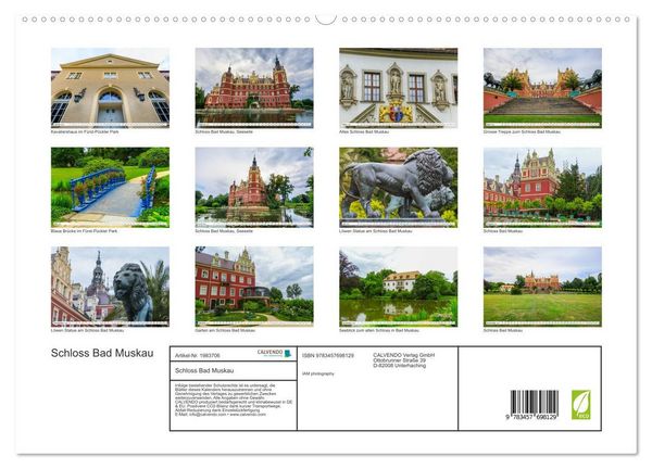 Produktbild: Schloss Bad Muskau (hochwertiger Premium Wandkalender 2026 DIN A2 quer), Kunstdruck in Hochglanz