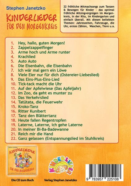 Produktbild: Kinderlieder f&uuml;r den Morgenkreis - 22 fr&ouml;hliche Mitmachsongs zum Tanzen und Bewegen