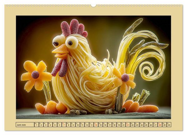 Produktbild: Auf dem Nudelhof. Spaghetti-Tiere zum Schmunzeln (hochwertiger Premium Wandkalender 2026 DIN A2 quer), Kunstdruck in Hochglanz