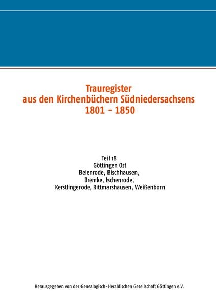 Trauregister aus den Kirchenbüchern Südniedersachsens 1801 - 1850, Taschenbuch von , BoD – Books on Demand, 9783752629811