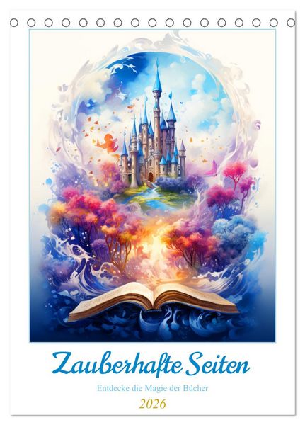 Zauberhafte Seiten - Entdecke die Magie der Bücher (Tischkalender 2026 DIN A5 hoch), CALVENDO Monatskalender