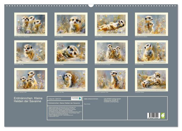 Produktbild: Erdm&auml;nnchen. Kleine Helden der Savanne (Wandkalender 2027 DIN A2 quer), CALVENDO Monatskalender