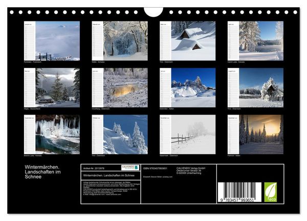 Produktbild: Winterm&auml;rchen. Landschaften im Schnee (Wandkalender 2026 DIN A4 quer), CALVENDO Monatskalender