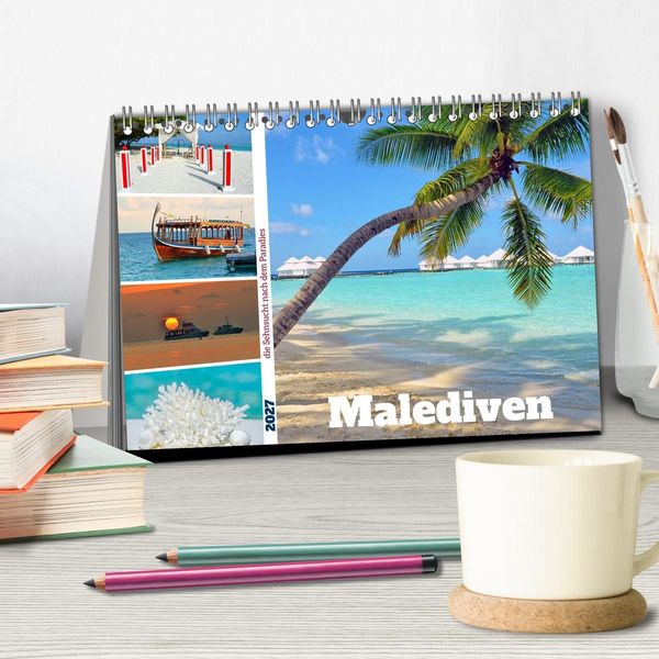 Produktbild: Malediven - die Sehnsucht nach dem Paradies (Tischkalender 2027 DIN A5 quer), CALVENDO Monatskalender