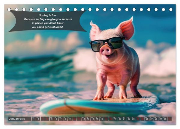 Produktbild: A year of fun with surfing animals (Desk Calendar 2026 DIN A5 landscape), CALVENDO 12 Month DeskCalendar
