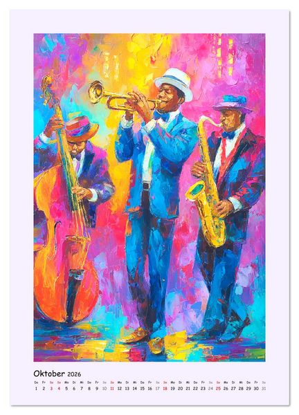 Produktbild: Jazz Seelen. Musiker im Takt der Farben (Wandkalender 2026 DIN A2 hoch), CALVENDO Monatskalender