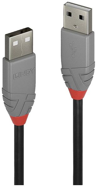 LINDY USB-Kabel USB 2.0 USB-A Stecker, USB-A Stecker 3.00m Schwarz, Grau 36694