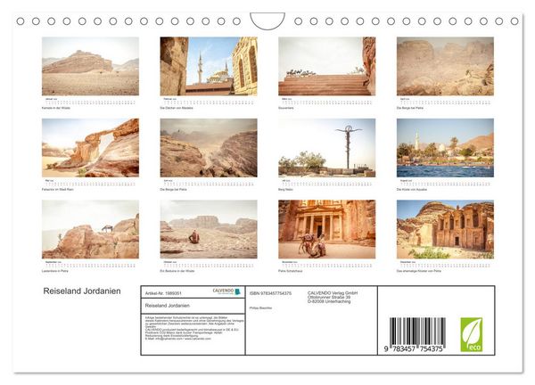 Produktbild: Reiseland Jordanien (Wandkalender 2026 DIN A4 quer), CALVENDO Monatskalender