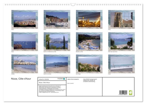 Produktbild: Nizza, C&ocirc;te d'Azur (Wandkalender 2026 DIN A2 quer), CALVENDO Monatskalender
