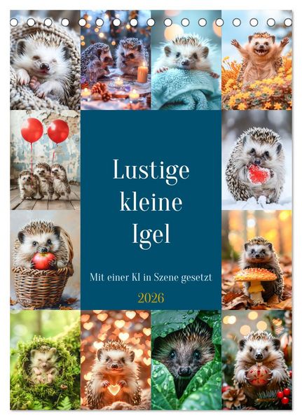 Produktbild: Lustige kleine Igel (Tischkalender 2026 DIN A5 hoch), CALVENDO Monatskalender