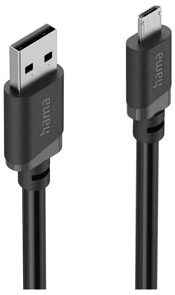 Produktbild: Hama USB-Kabel USB 2.0 USB-A Stecker, USB-Micro-A Stecker 2m Schwarz 00201804