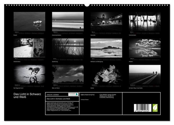 Produktbild: Das Licht in Schwarz und Wei&szlig; (hochwertiger Premium Wandkalender 2026 DIN A2 quer), Kunstdruck in Hochglanz