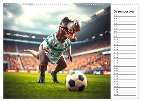 Produktbild: Sportlicher T-Rex - Mit Fun durch das Jahr (hochwertiger Premium Wandkalender 2026 DIN A2 quer), Kunstdruck in Hochglanz