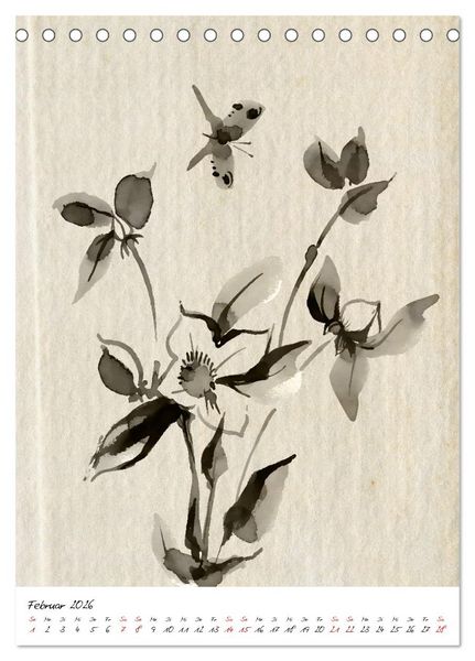 Produktbild: Sumi-e Kunst im japanischen Stil (Tischkalender 2026 DIN A5 hoch), CALVENDO Monatskalender