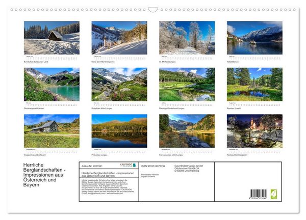 Produktbild: Herrliche Berglandschaften - Impressionen aus &Ouml;sterreich und Bayern (Wandkalender 2026 DIN A2 quer), CALVENDO Monatskalender