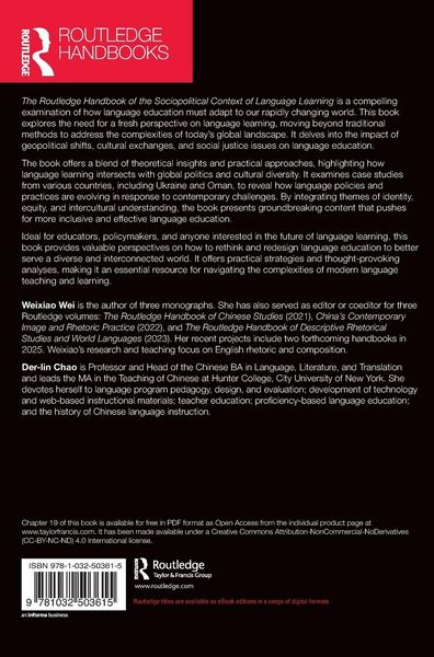 Produktbild: The Routledge Handbook of the Sociopolitical Context of Language Learning