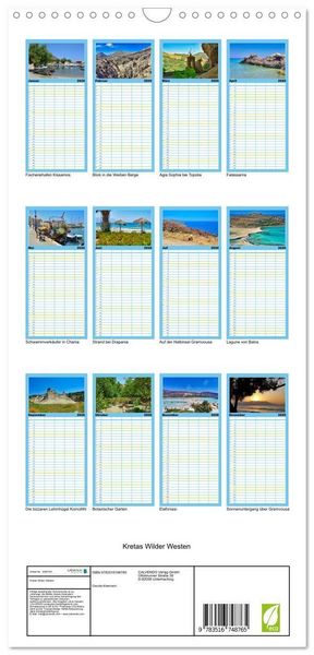 Produktbild: Familienplaner 2026 - Kretas Wilder Westen mit 5 Spalten (Wandkalender, 21 x 45 cm) CALVENDO