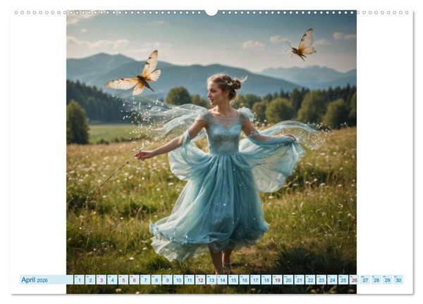 Produktbild: Feenfl&uuml;gel und L&auml;cheln KI - Die zauberhafte Welt der Feenkinder (Wandkalender 2026 DIN A2 quer), CALVENDO Monatskalender