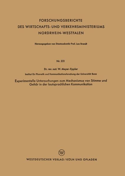 Produktbild: Experimentelle Untersuchungen zum Mechanismus von Stimme und Geh&ouml;r in der lautsprachlichen Kommunikation