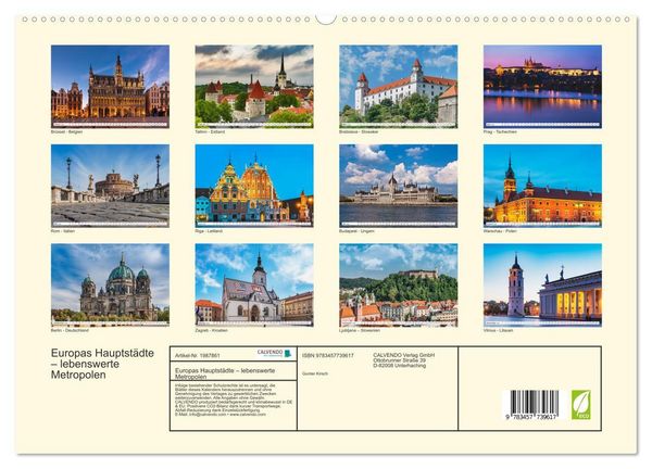 Produktbild: Europas Hauptst&auml;dte &ndash; lebenswerte Metropolen (hochwertiger Premium Wandkalender 2026 DIN A2 quer), Kunstdruck in Hochglanz
