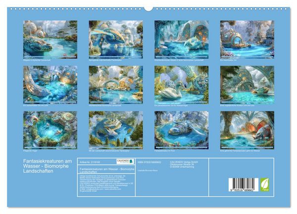 Produktbild: Fantasiekreaturen am Wasser - Biomorphe Landschaften (hochwertiger Premium Wandkalender 2026 DIN A2 quer), Kunstdruck in Hochglanz