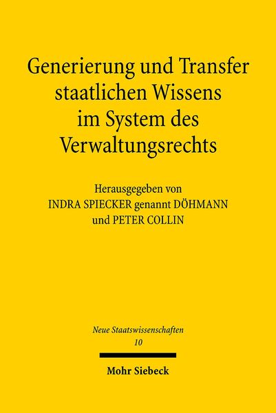Produktbild: Generierung und Transfer staatlichen Wissens im System des Verwaltungsrechts