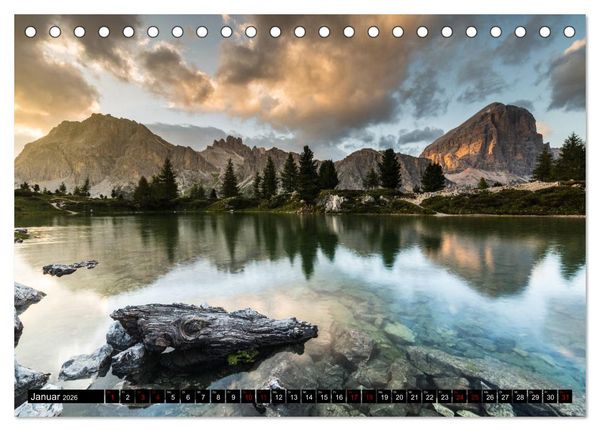 Produktbild: Bergseen in den Dolomiten (Tischkalender 2026 DIN A5 quer), CALVENDO Monatskalender