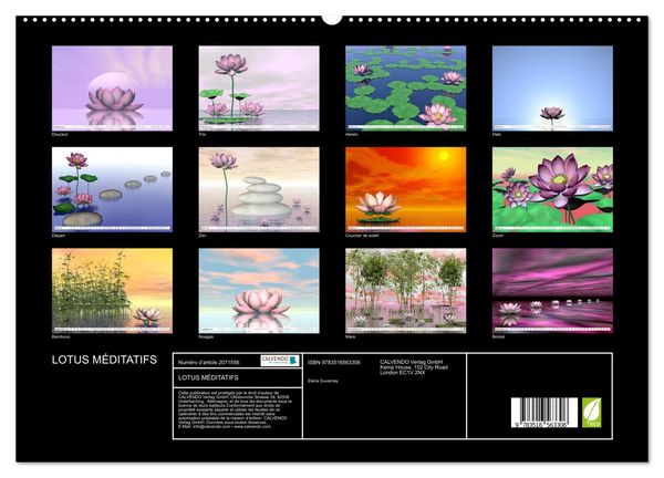 Produktbild: LOTUS M&Eacute;DITATIFS (Calendrier mural 2026 DIN A2 vertical) calendrier de bureau