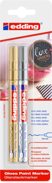 Produktbild: edding Glanzlackmarker 780 gold silber 0,8mm 2 St&uuml;ck