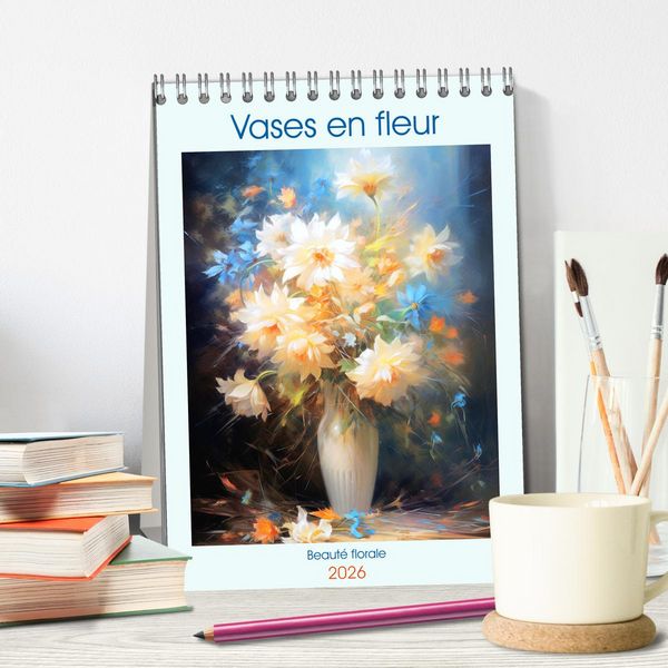 Produktbild: Vases en fleur (Calendrier de bureau 2026 DIN A5 horizontal), CALVENDO calendrier mensuel