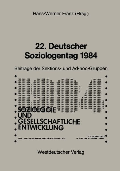 Produktbild: 22. Deutscher Soziologentag 1984