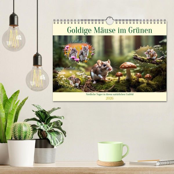 Produktbild: Goldige M&auml;use im Gr&uuml;nen (Wandkalender 2026 DIN A4 quer), CALVENDO Monatskalender