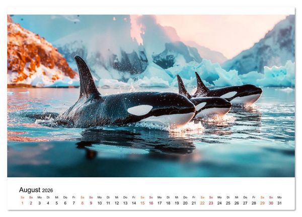 Produktbild: Orcas - ein Jahr voller Meer (Wandkalender 2026 DIN A2 quer), CALVENDO Monatskalender