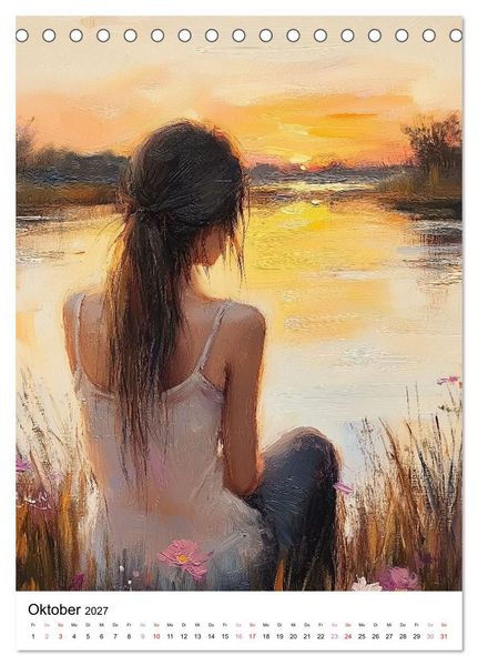 Produktbild: Zwischen Bl&uuml;ten und Tr&auml;umen - 12 kunstvolle Frauenportraits (Tischkalender 2027 DIN A5 hoch), CALVENDO Monatskalender