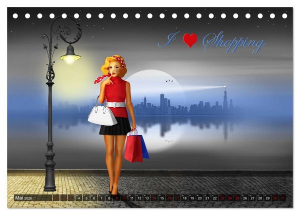 Produktbild: Pin-Up Girls im Retro Style by Mausopardia (Tischkalender 2026 DIN A5 quer), CALVENDO Monatskalender