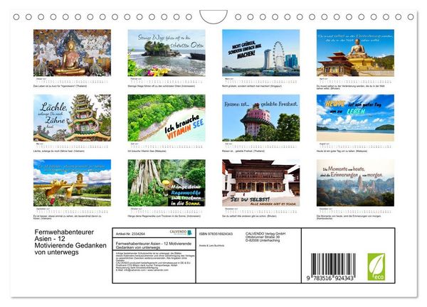 Produktbild: Fernwehabenteurer Asien - 12 Motivierende Gedanken von unterwegs (Wandkalender 2027 DIN A4 quer), CALVENDO Monatskalender
