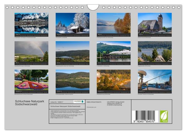 Produktbild: Schluchsee Naturpark S&uuml;dschwarzwald (Wandkalender 2026 DIN A4 quer), CALVENDO Monatskalender