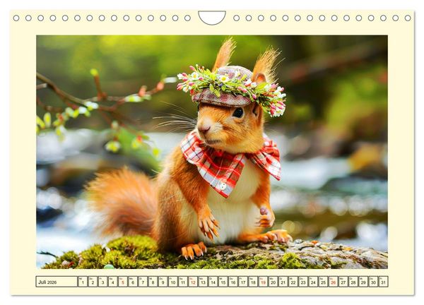 Produktbild: H&ouml;rnchen-Mode in der Natur. Niedliche Eichh&ouml;rnchen auf trendiger Mission (Wandkalender 2026 DIN A4 quer), CALVENDO Monatskalender
