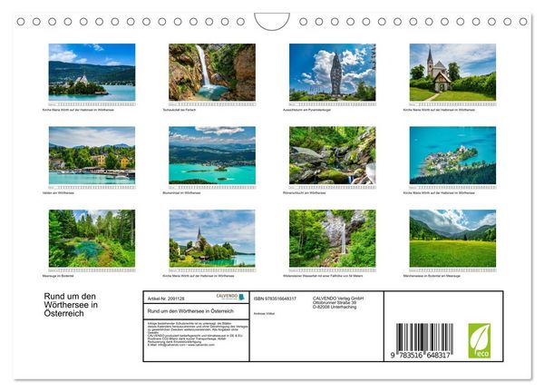 Produktbild: Rund um den W&ouml;rthersee in &Ouml;sterreich (Wandkalender 2026 DIN A4 quer), CALVENDO Monatskalender