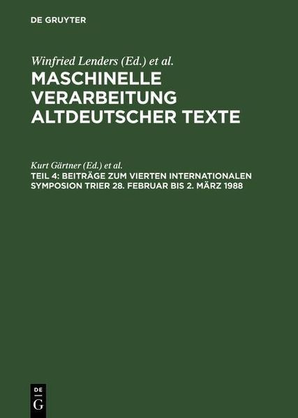 Produktbild: Beitr&auml;ge zum Vierten Internationalen Symposion Trier 28. Februar bis 2. M&auml;rz 1988